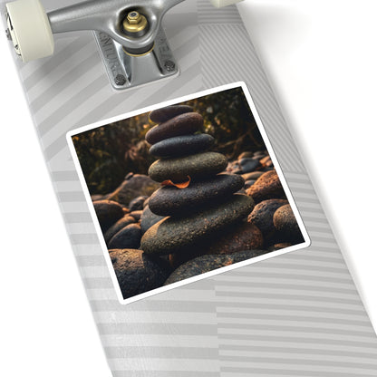 River Stones Moody Minimal Sticker | Luxurious Dark Japandi Art