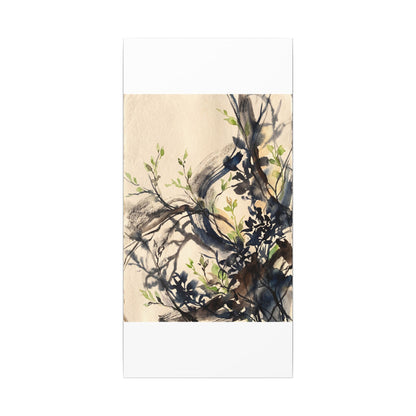 Ma Shadow Play Canvas Art - Dark Japandi Charcoal Ink