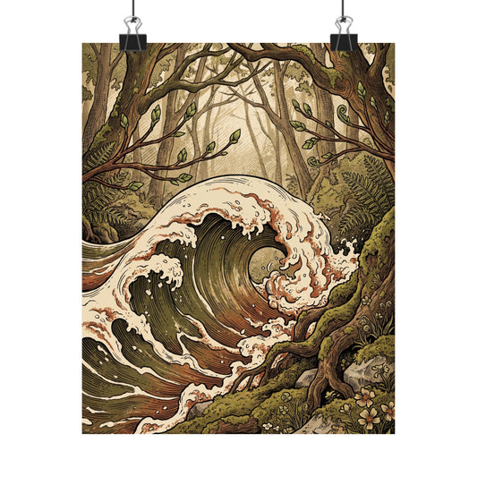Cottagecore Ocean Wave in Dappled | Vintage Botanical Wall Art Print Art Print