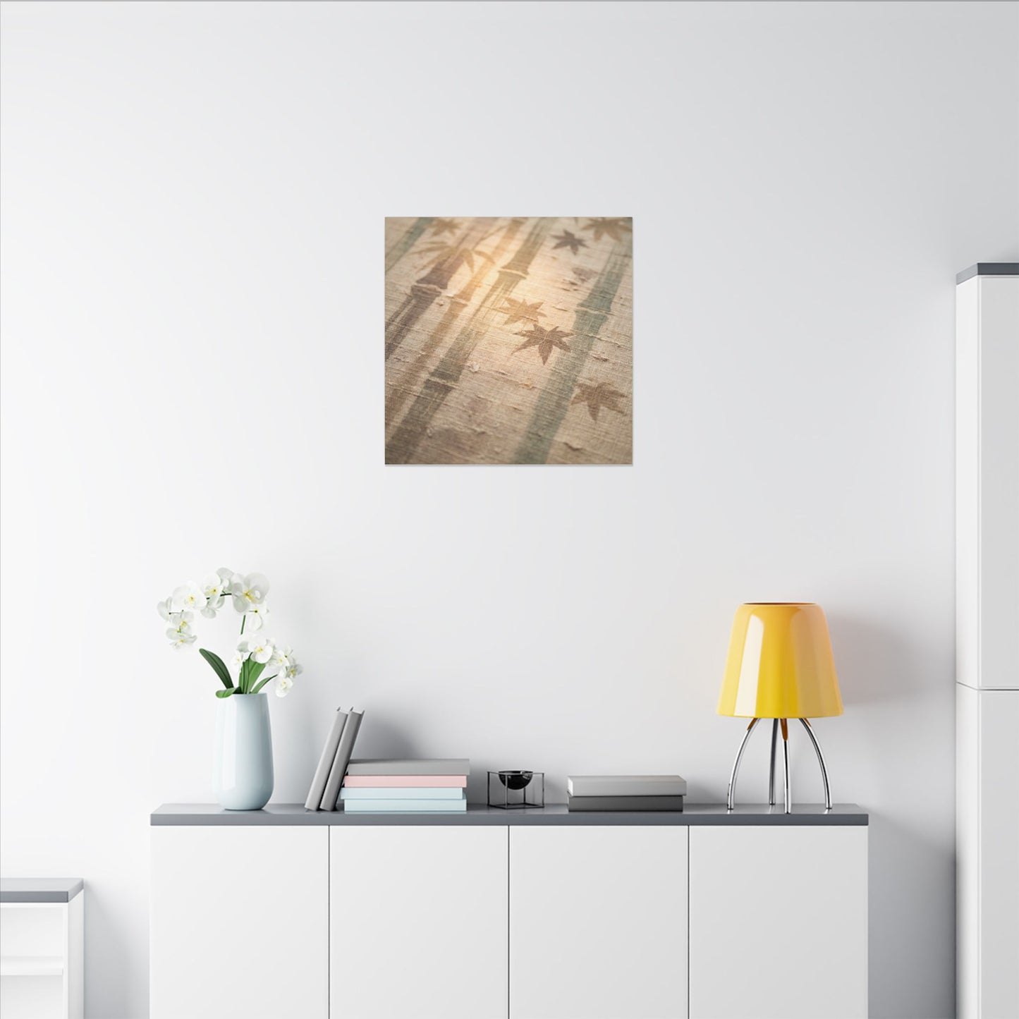 Autumn Bamboo Grove Japanese Pattern Canvas Art | Neutral Decor