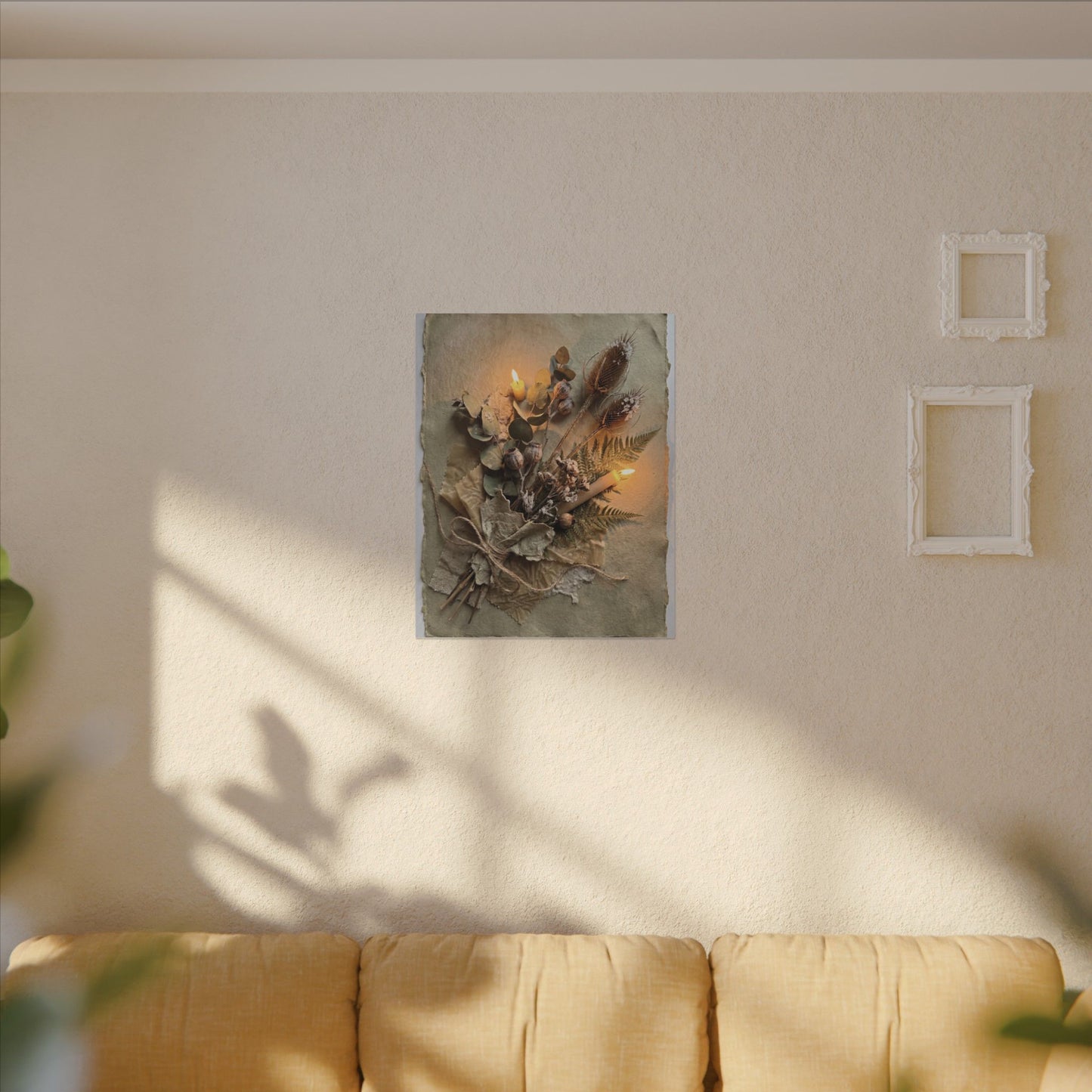 Dried Flowers Texture Canvas Art | Warm Japandi Art