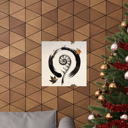 Autumn Fern Unfurling Enso Wall Art Print | Peaceful Decor