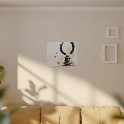 River Stones Canvas Art | Autumn Zen Enso Art