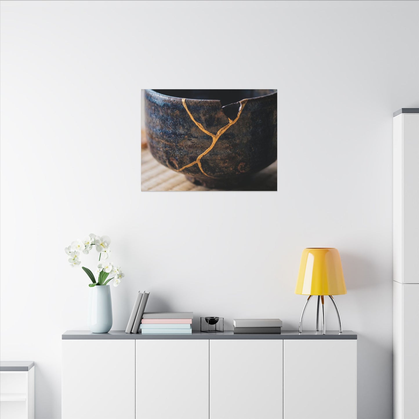 Tea Ceremony Autumn Canvas Art | Kintsugi Healing Design