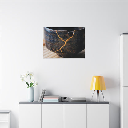 Tea Ceremony Autumn Canvas Art | Kintsugi Healing Design