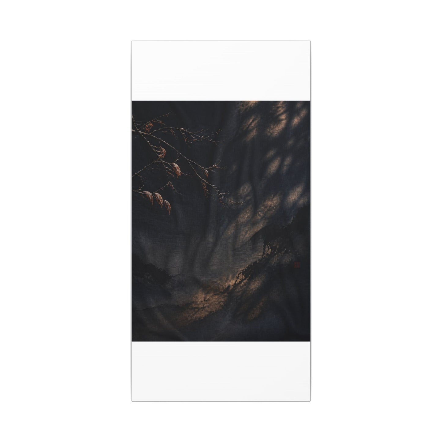 Atmospheric Silk Drape Canvas Art - Charcoal Ink Dark Japandi