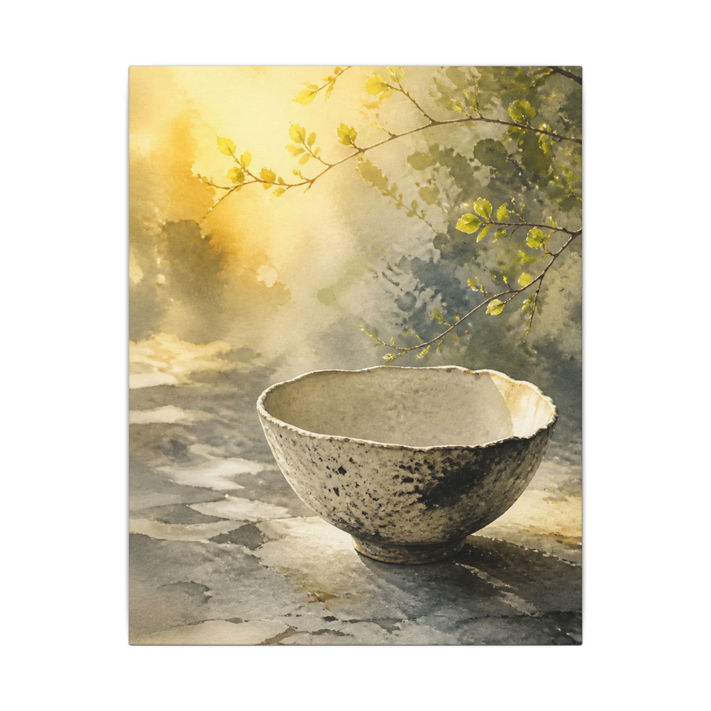 Cozy Ceramic Bowl Canvas Art - Watercolor Japandi