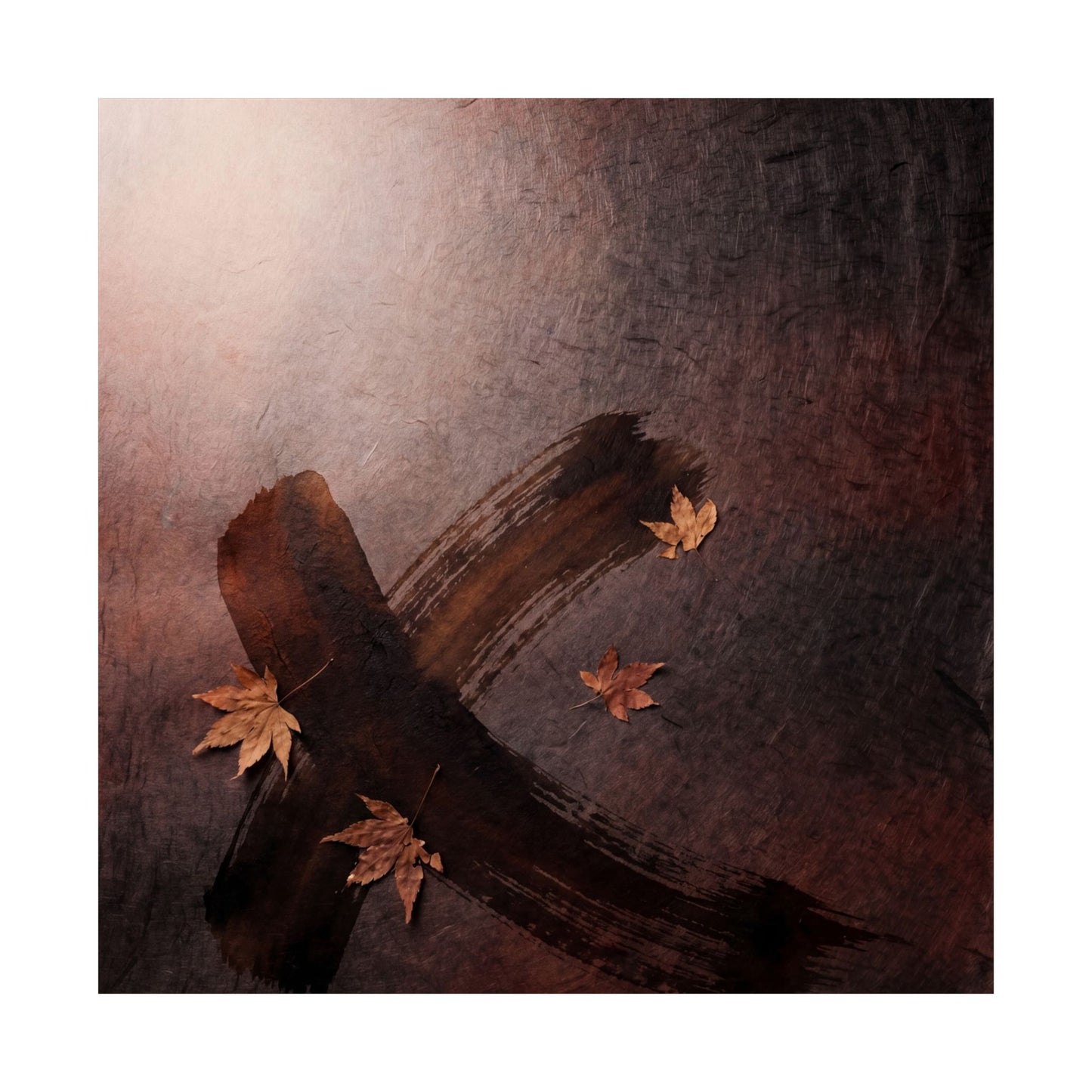 Dark Japandi Ink Brushstroke in Dawn | Moody Minimal Wall Art Print