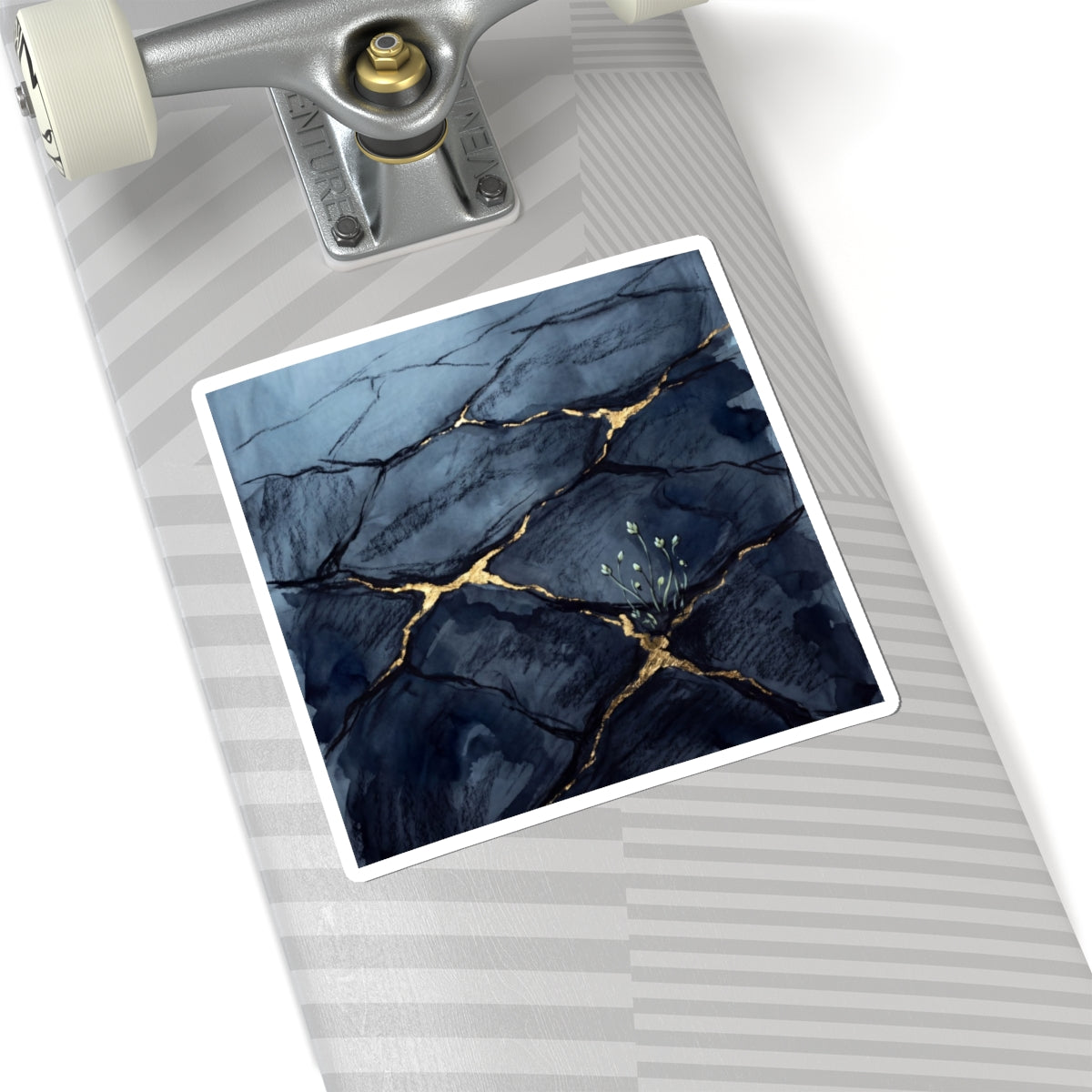 Cracked Earth Charcoal Ink Sticker | Atmospheric Dark Japandi Art Art Print
