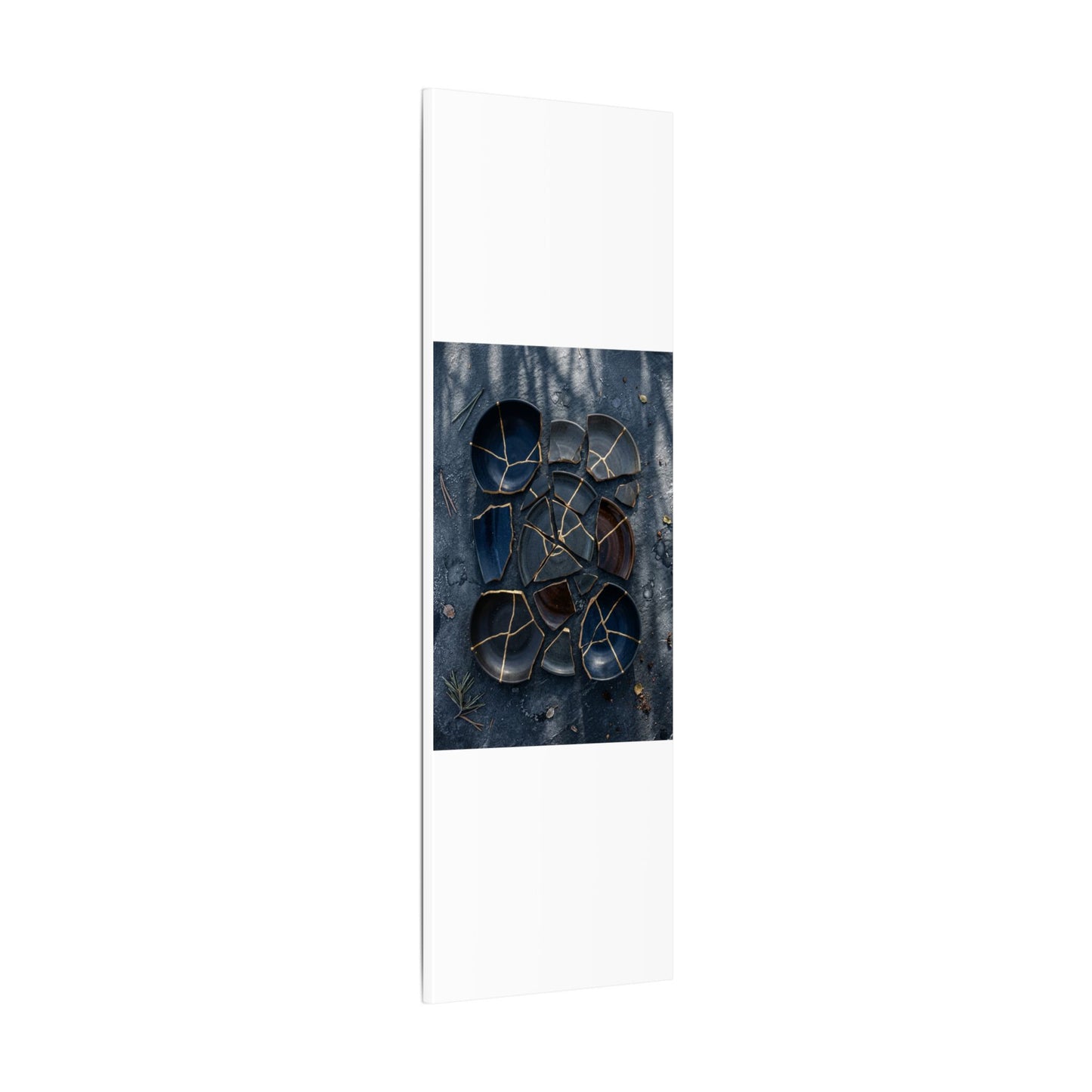 Dark Japandi Broken Pottery in Dappled | Shadow Zen Canvas Art