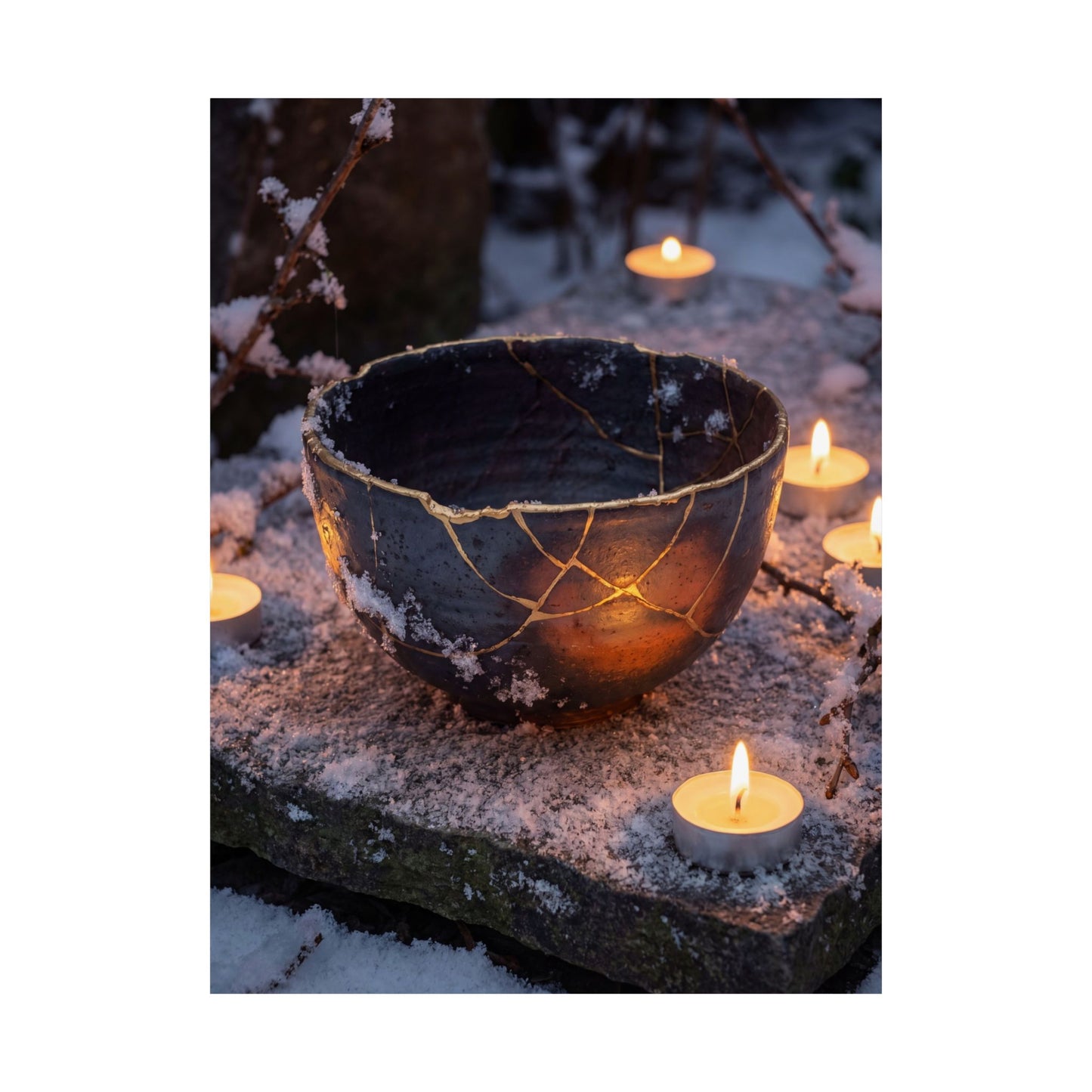 Ceramic Bowl Gold Repair Wall Art Print | Healing Kintsugi Art