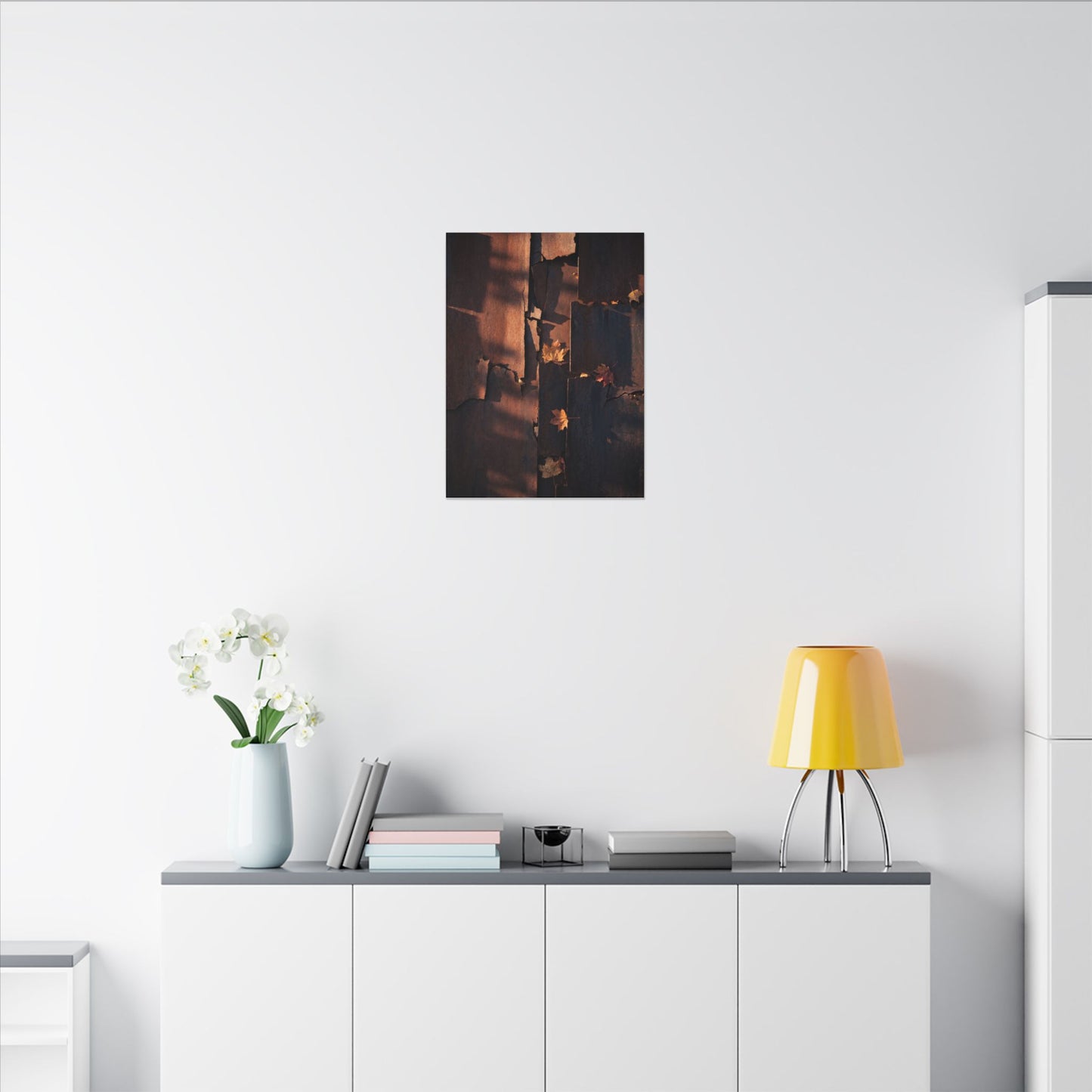 Seijaku Rust Patina Canvas Art - Dark Japandi Shadow Zen