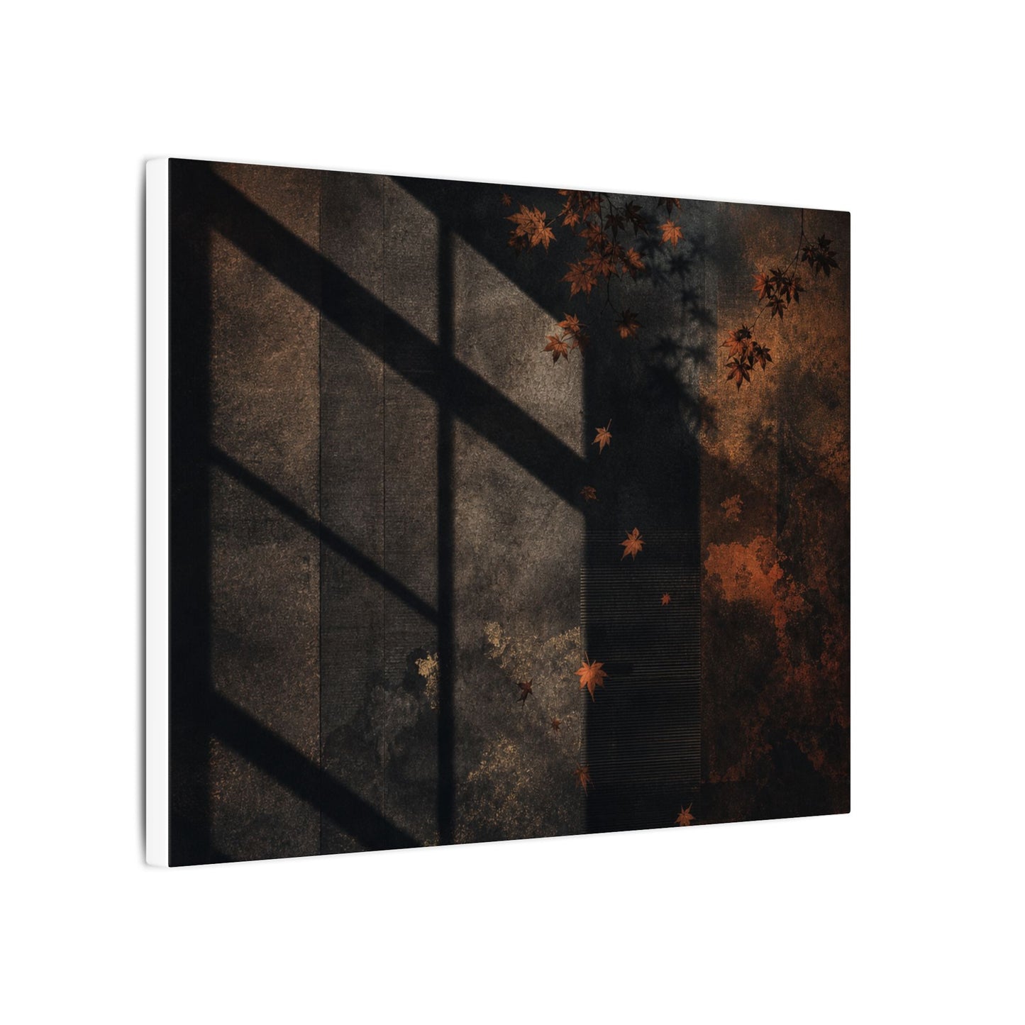 Sophisticated Shadow Play Canvas Art - Dark Texture Dark Japandi