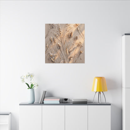 Japandi Dried Flowers in Golden Hour | Watercolor Canvas Art