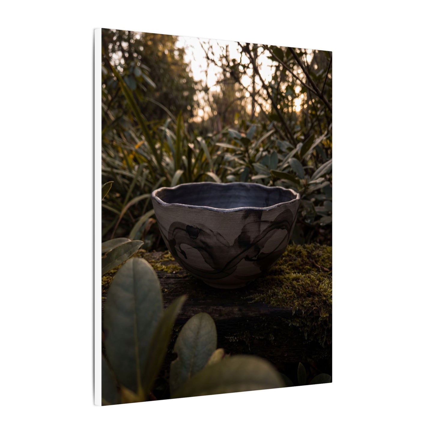 Ceramic Bowl Canvas Art | Summer Dark Japandi Charcoal Ink Art