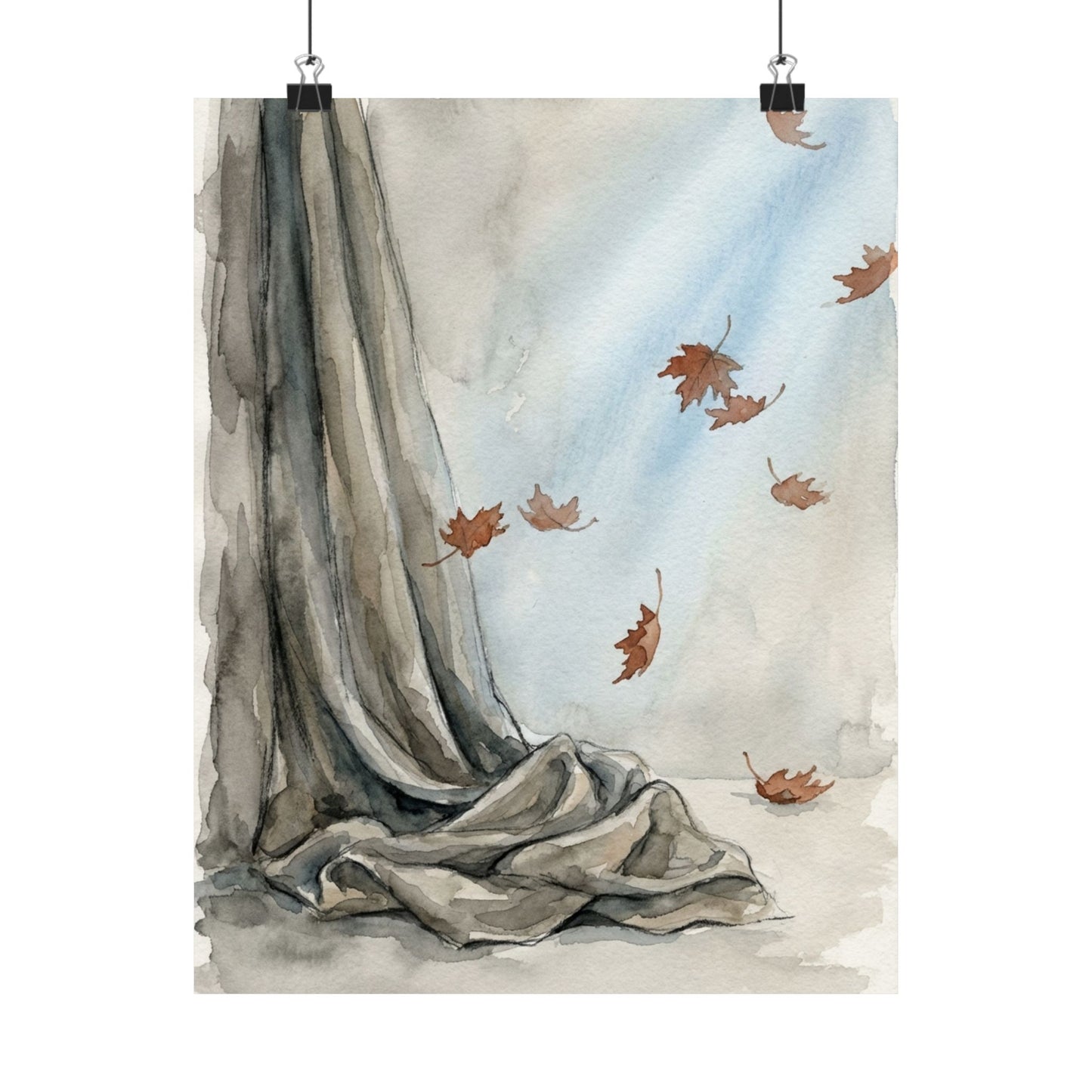 Warm Silk Drape Wall Art Print - Watercolor Japandi Art Print
