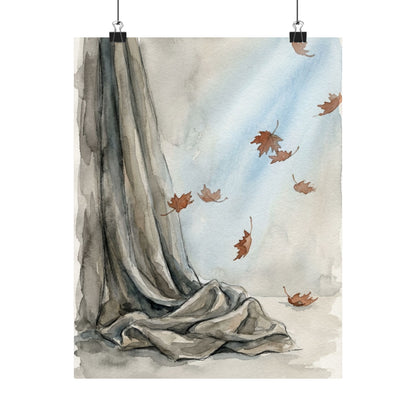 Warm Silk Drape Wall Art Print - Watercolor Japandi Art Print