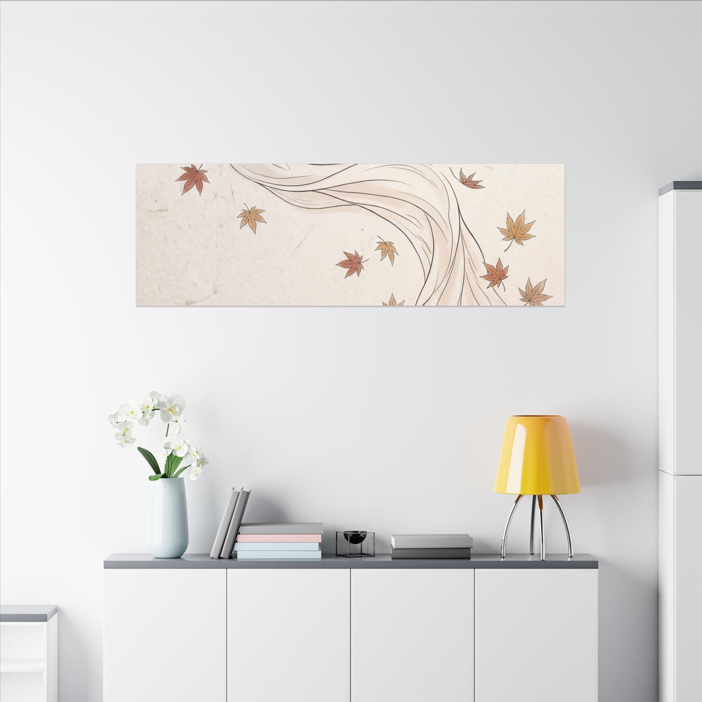 Japandi Silk Drape in Dawn | Minimal Line Canvas Art