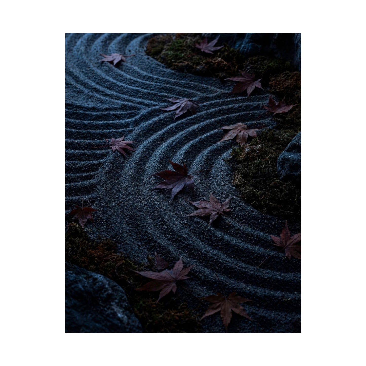 Autumn Rock Garden Dark Texture Wall Art Print | Moody Decor