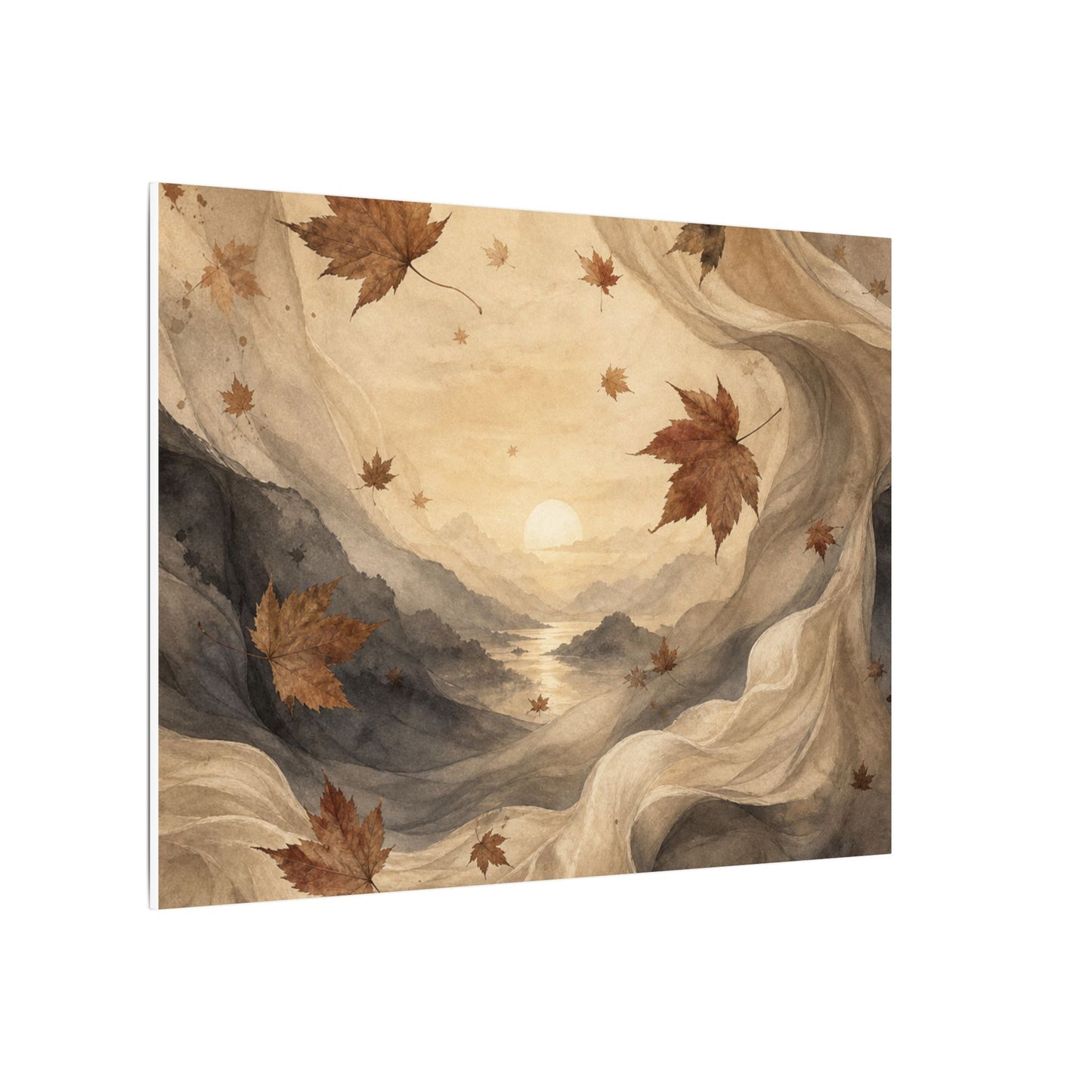 Autumn Silk Drape Watercolor Canvas Art | Earthy Decor