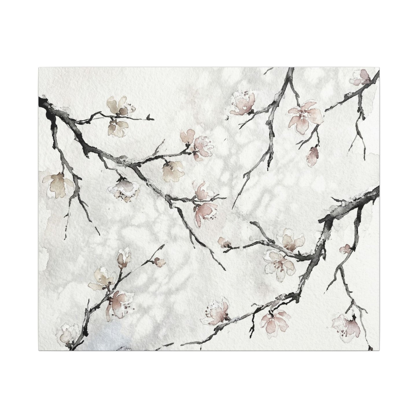 Cherry Blossom Canvas Art | Winter Japandi Watercolor Art