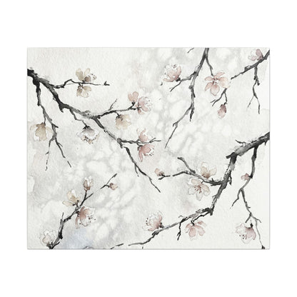 Cherry Blossom Canvas Art | Winter Japandi Watercolor Art