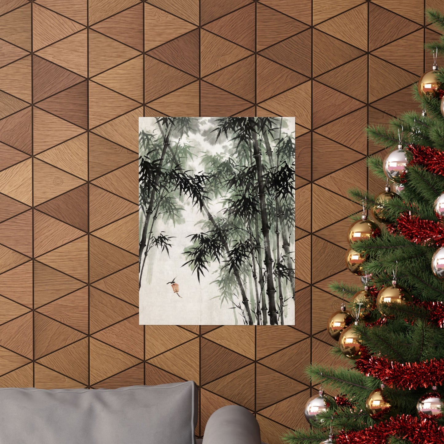 Bamboo Grove Sumi E Wall Art Print | Tranquil Zen Art