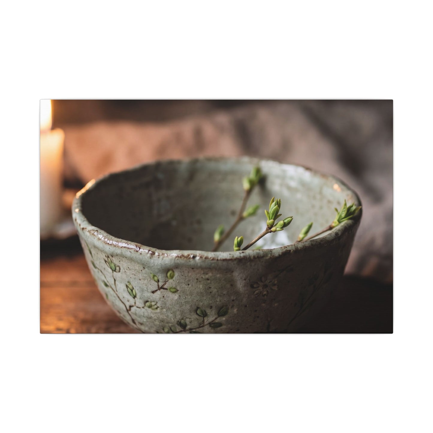 Ceramic Bowl Spring Canvas Art | Japandi Neutral Design