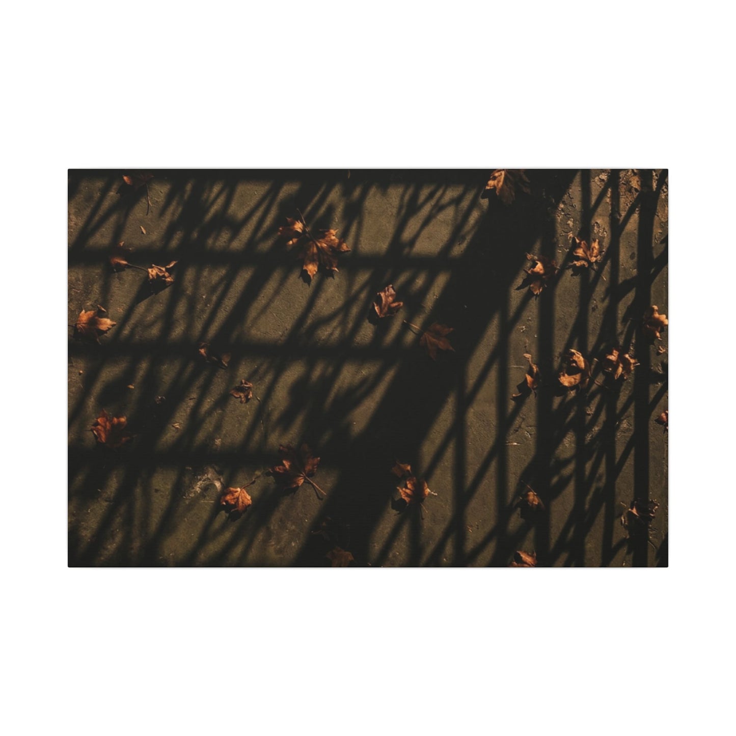 Dark Japandi Shadow Play in Golden Hour | Moody Minimal Canvas Art
