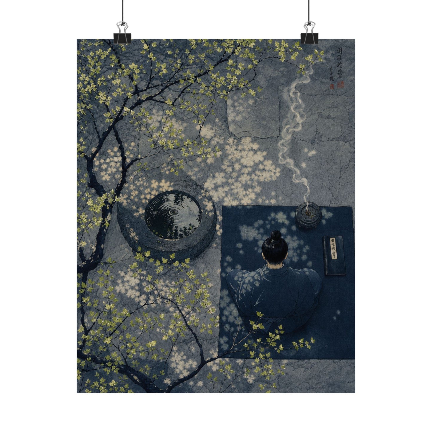 Incense Smoke Wall Art Print | Spring Zen Ukiyo E Inspired Art