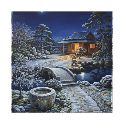Moonlit Garden Winter Canvas Art | Kintsugi Artful Design