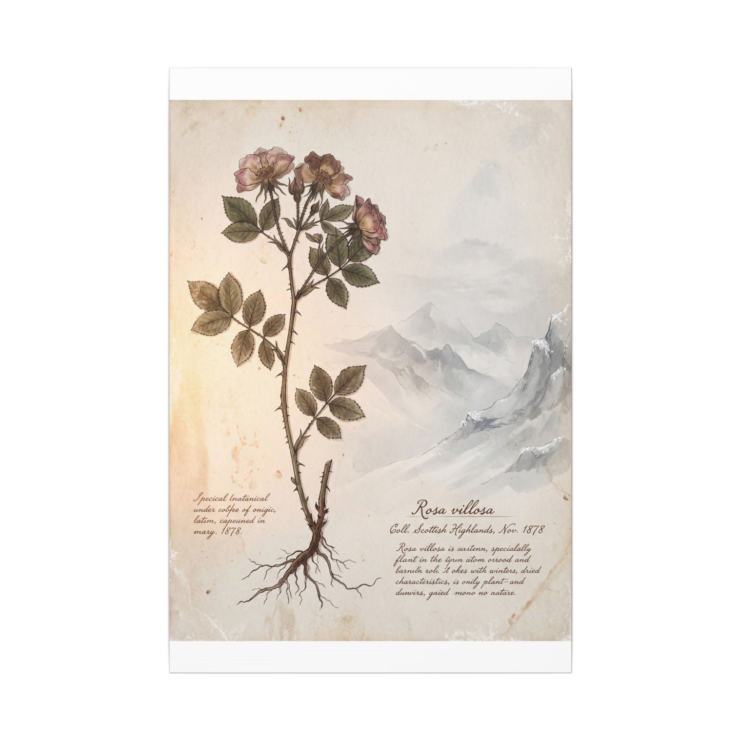 Winter Mountain Mist Herbarium Canvas Art | Earthy Decor
