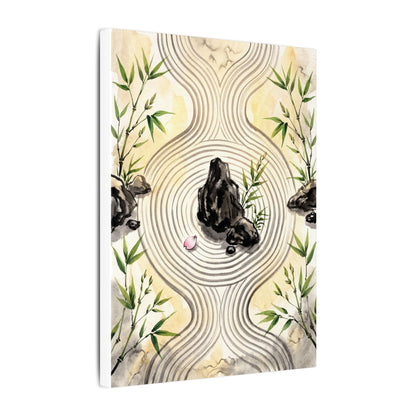 Zen Rock Garden in Golden Hour | Sumi E Canvas Art