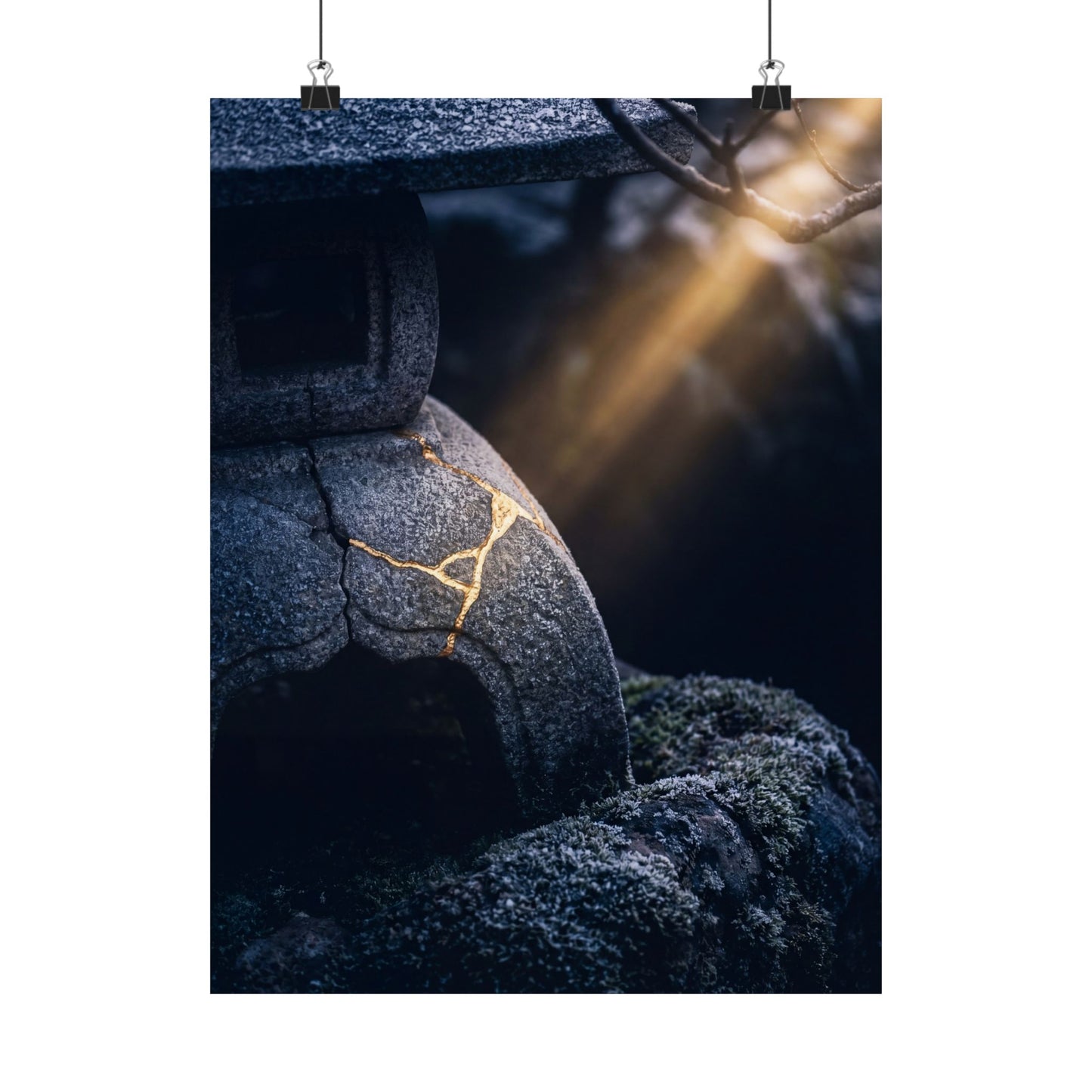 Moonlit Garden Winter Wall Art Print | Kintsugi Artful Design