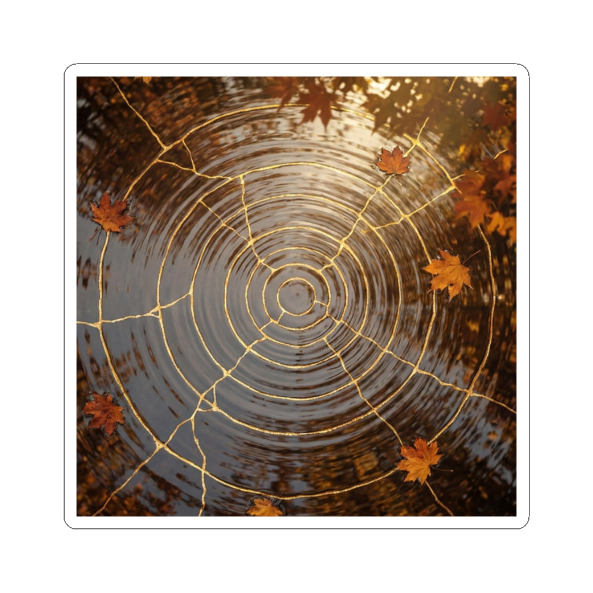 Water Ripple Gold Vein Sticker | Artful Kintsugi Art Art Print