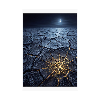 Artful Cracked Earth Wall Art Print - Gold Vein Kintsugi
