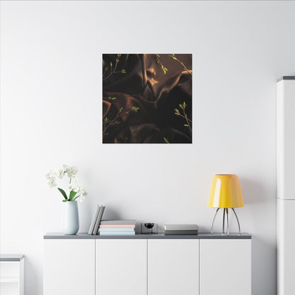 Dark Japandi Silk Drape in Golden Hour | Moody Minimal Canvas Art