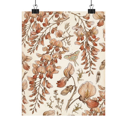 Wisteria Herbarium Wall Art Print | Cozy Cottagecore Art