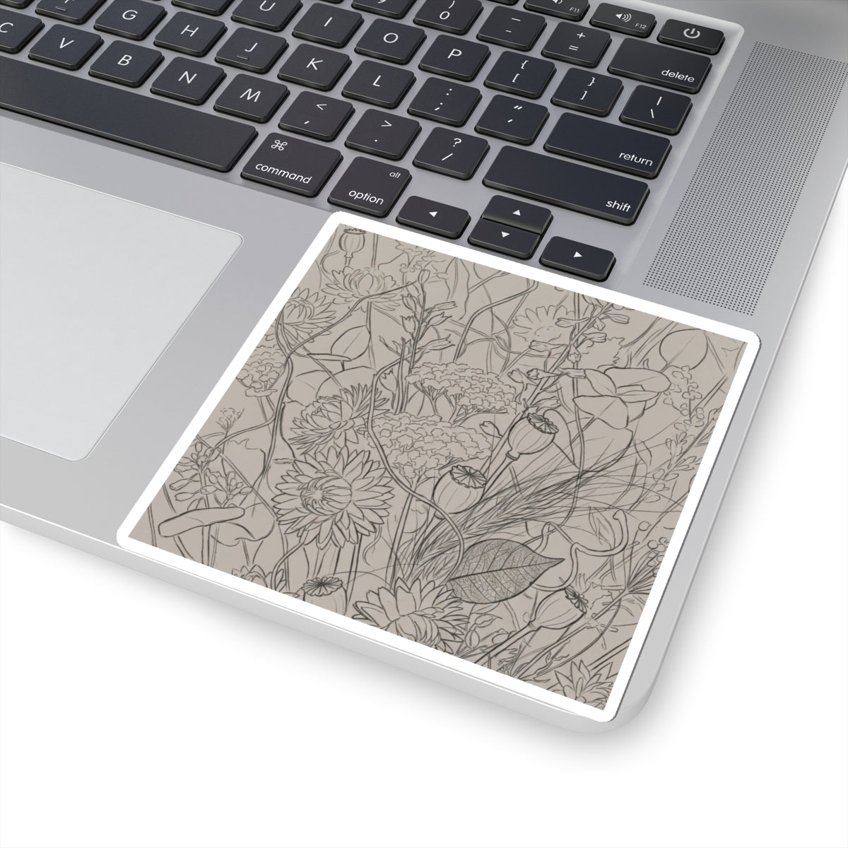 Japandi Dried Flowers in Overcast | Minimal Line Sticker