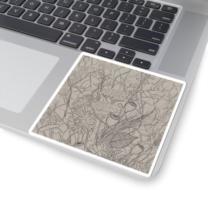 Japandi Dried Flowers in Overcast | Minimal Line Sticker