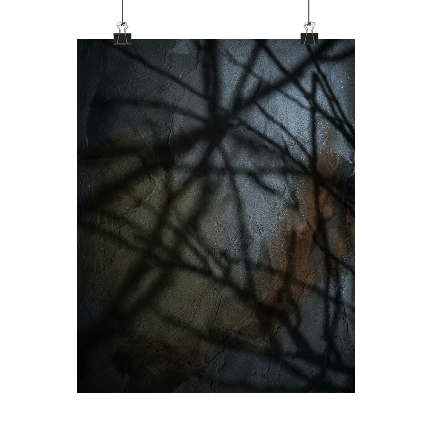 Shadow Play Wall Art Print | Winter Dark Japandi Dark Texture Art