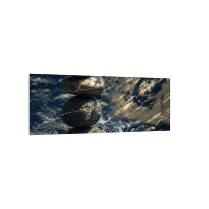 Kintsugi River Stones in Dappled | Broken Beauty Canvas Art
