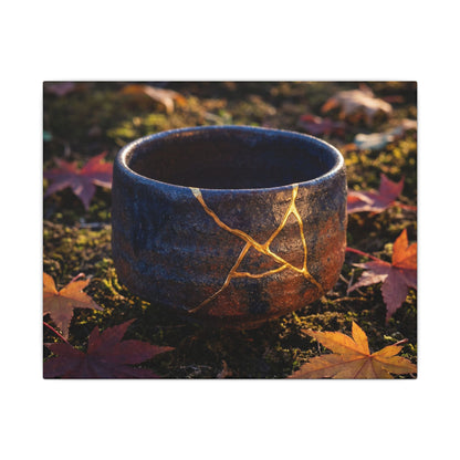 Kanso Moonlit Garden Canvas Art - Kintsugi Gold Repair
