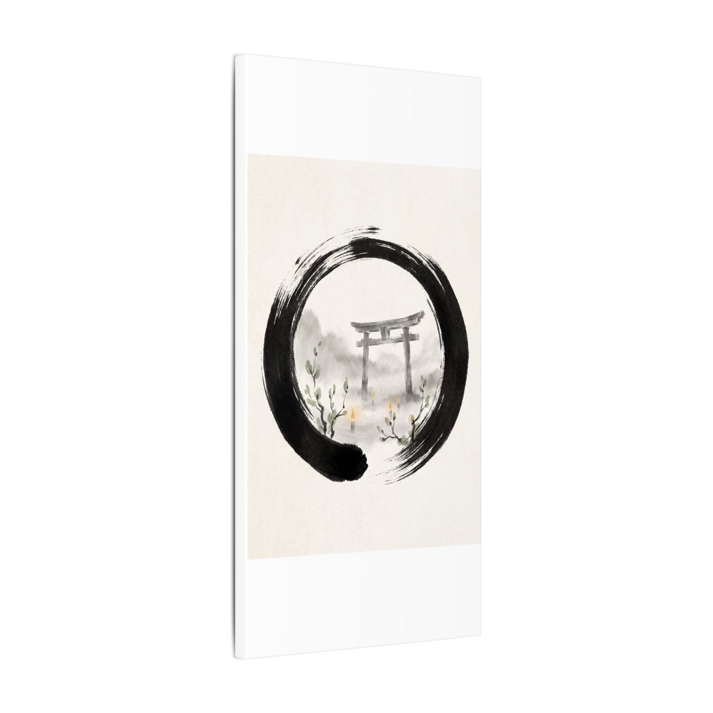 Spring Torii Gate Enso Canvas Art | Tranquil Decor