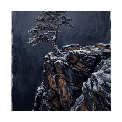 Sophisticated Pine Tree Wall Art Print - Dark Texture Dark Japandi