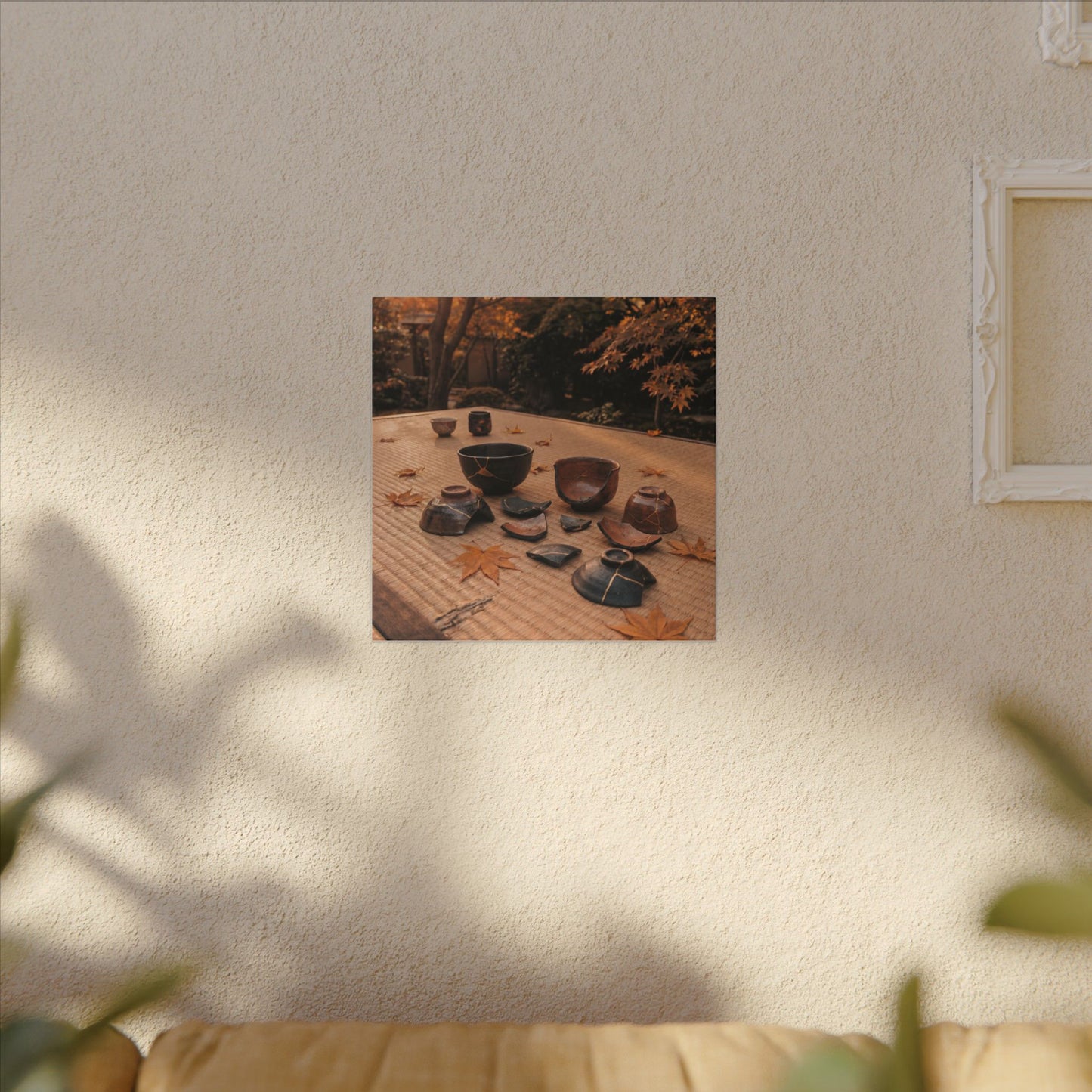 Golden Hour Tea Ceremony Canvas Art - Kintsugi Shibui