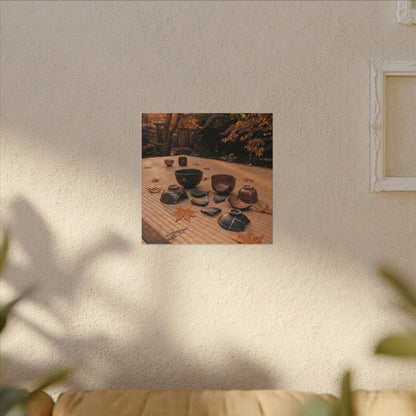 Golden Hour Tea Ceremony Canvas Art - Kintsugi Shibui