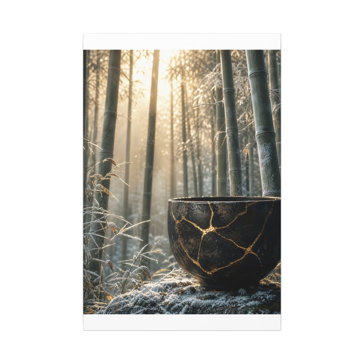 Fukinsei Bamboo Grove Canvas Art - Kintsugi Gold Repair