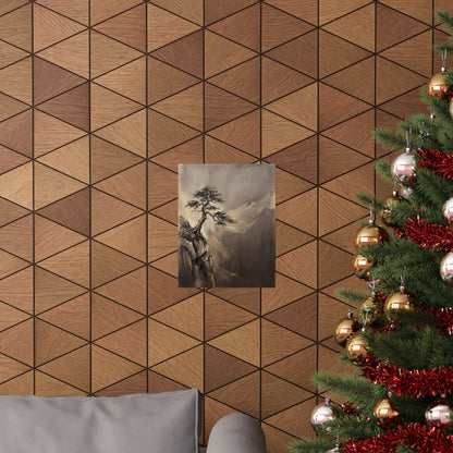 Golden Hour Pine Tree Wall Art Print - Dark Japandi Ma