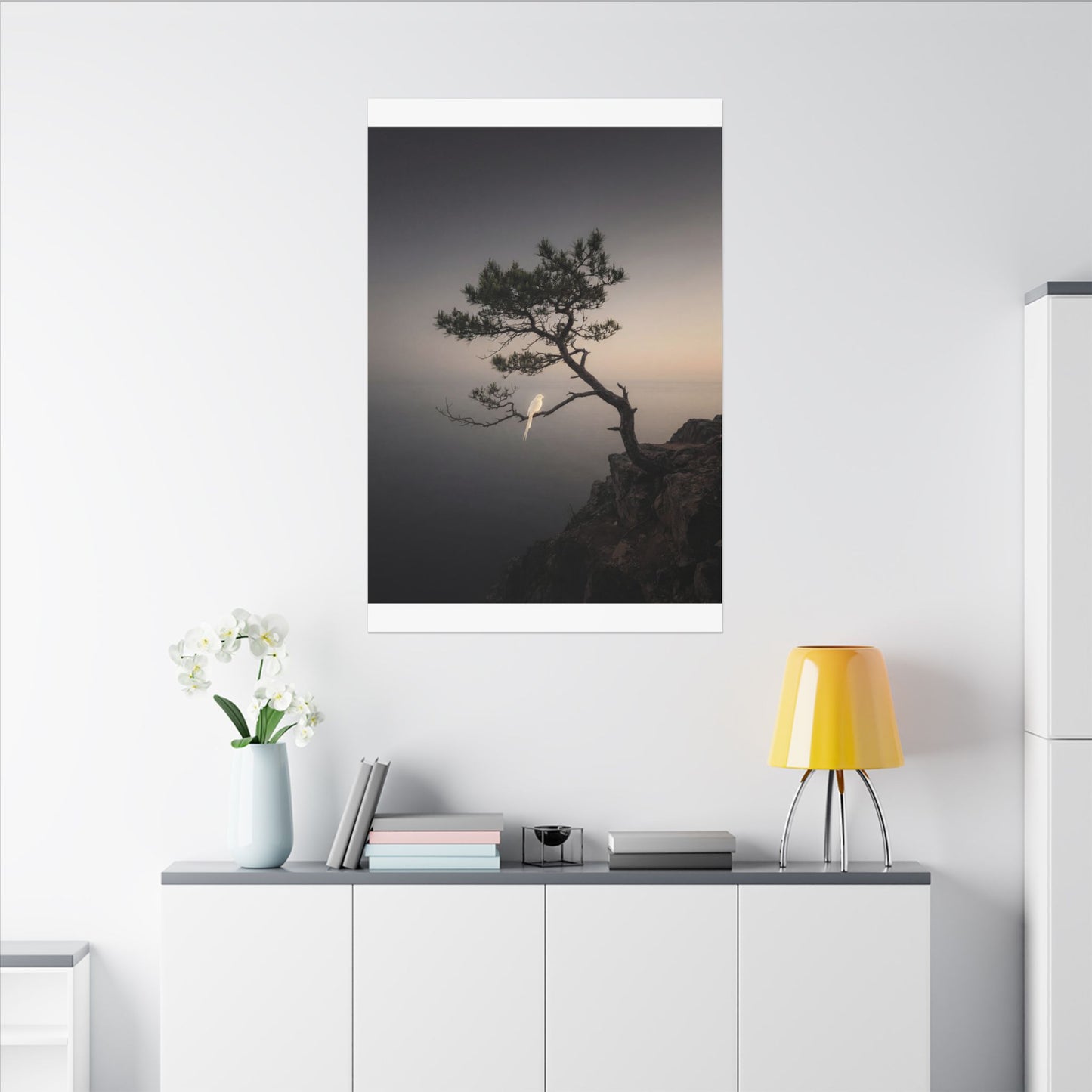 Dawn Pine Tree Canvas Art - Dark Japandi Datsuzoku